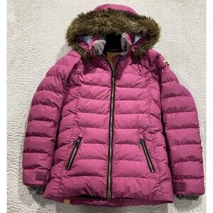 Roxy Jacket Womens XS Pink DryFlight 10K Puffer Faux Fur Hood Ski Snowboard
